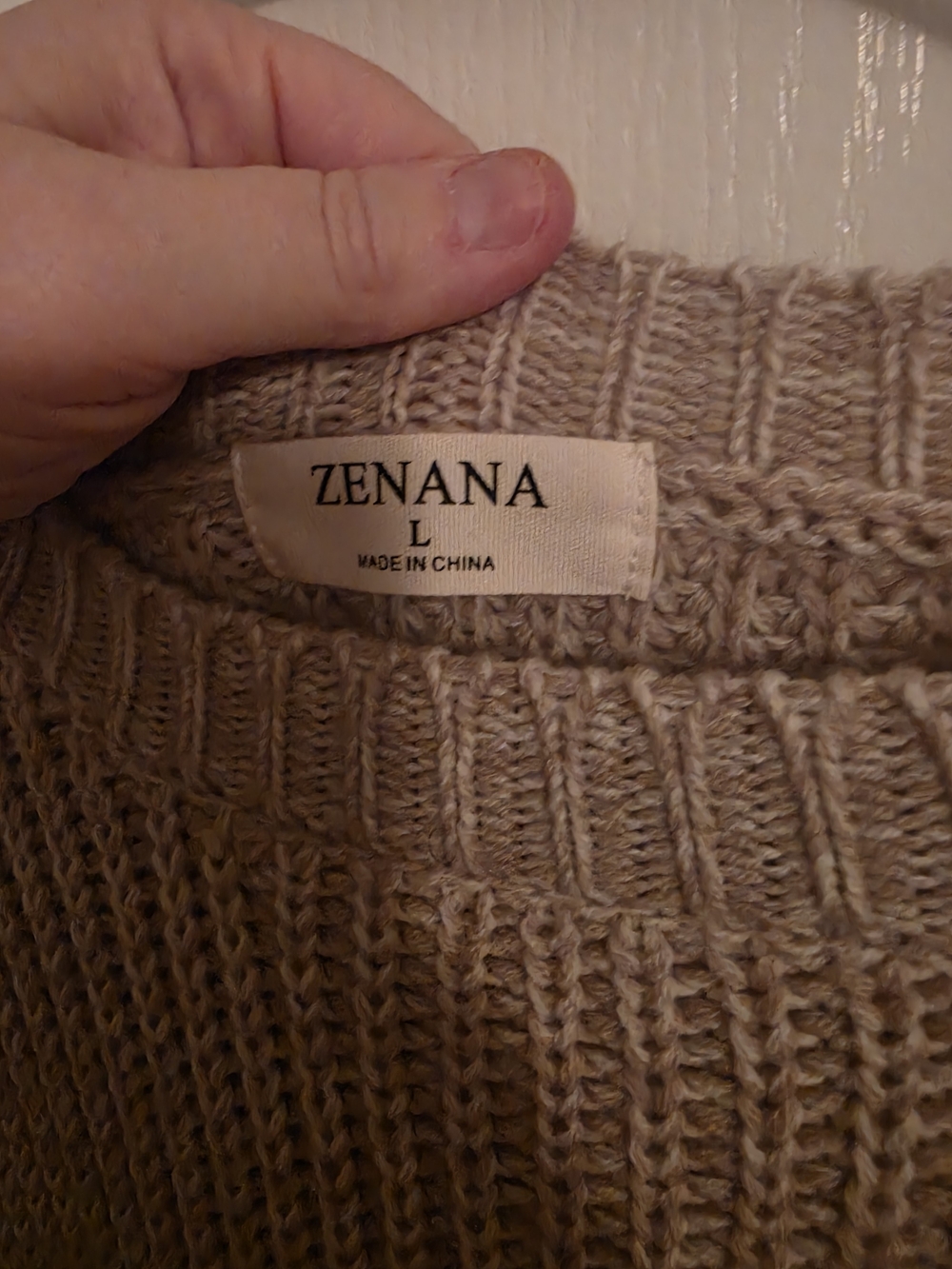 Zenana Outfitters Chunky Crewneck Sweater in Light Beige Sz Large - Picture 2 of 4